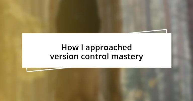 How I approached version control mastery