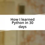 How I learned Python in 30 days