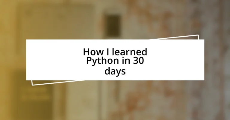 How I learned Python in 30 days