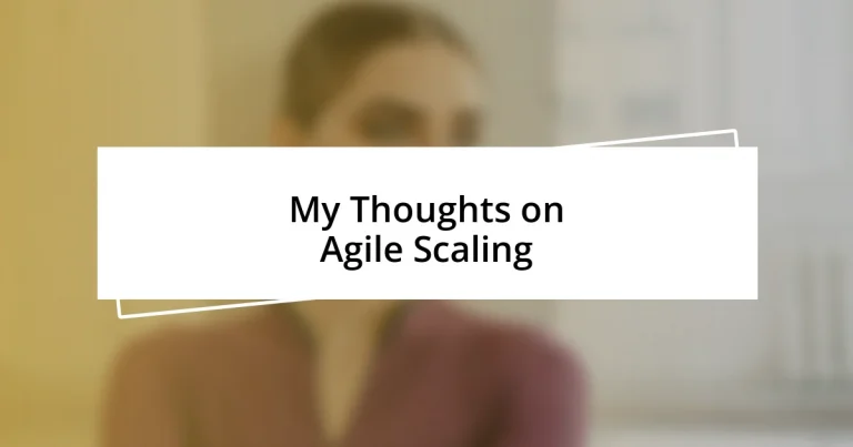 My Thoughts on Agile Scaling