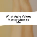 What Agile Values Matter Most to Me