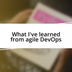 What I’ve learned from agile DevOps