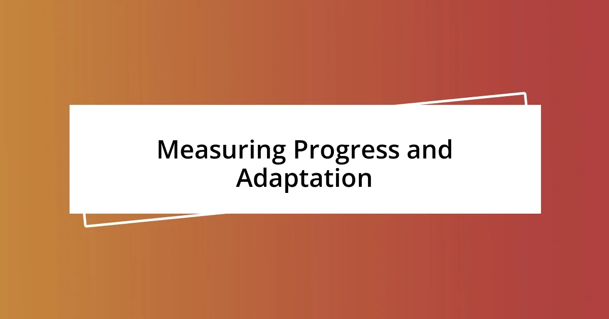 Measuring Progress and Adaptation