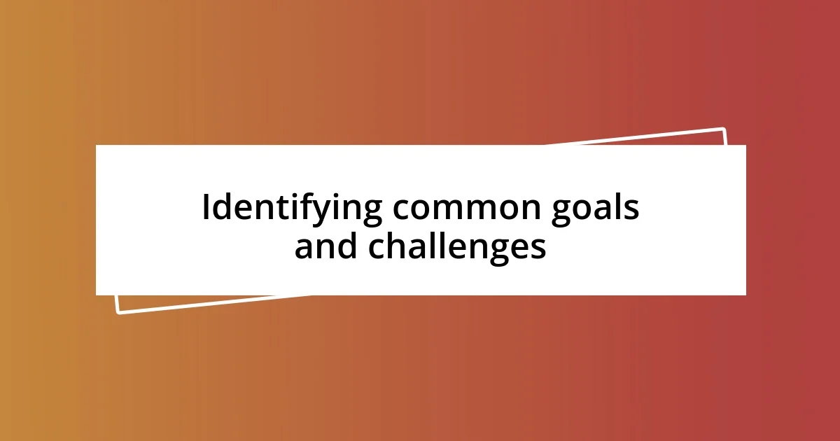 Identifying common goals and challenges