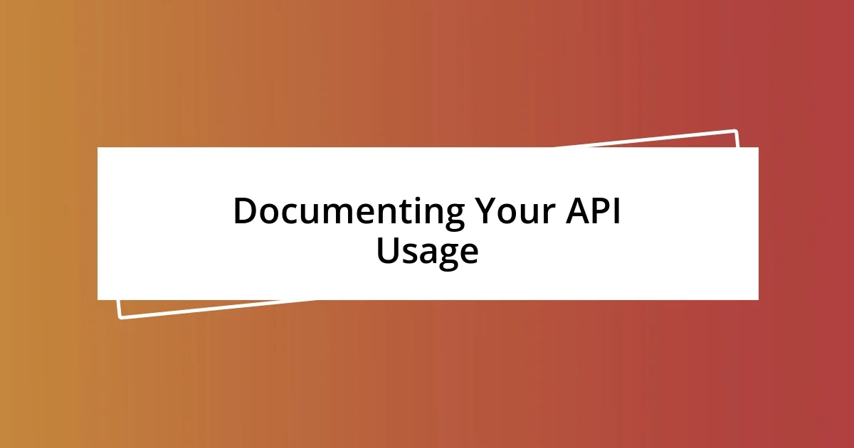 Documenting Your API Usage