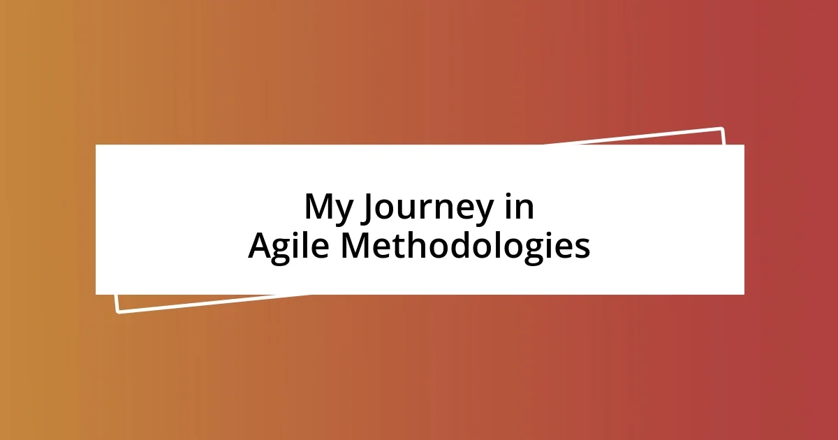 My Journey in Agile Methodologies