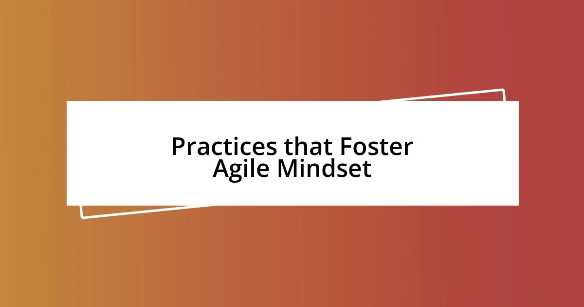 Practices that Foster Agile Mindset