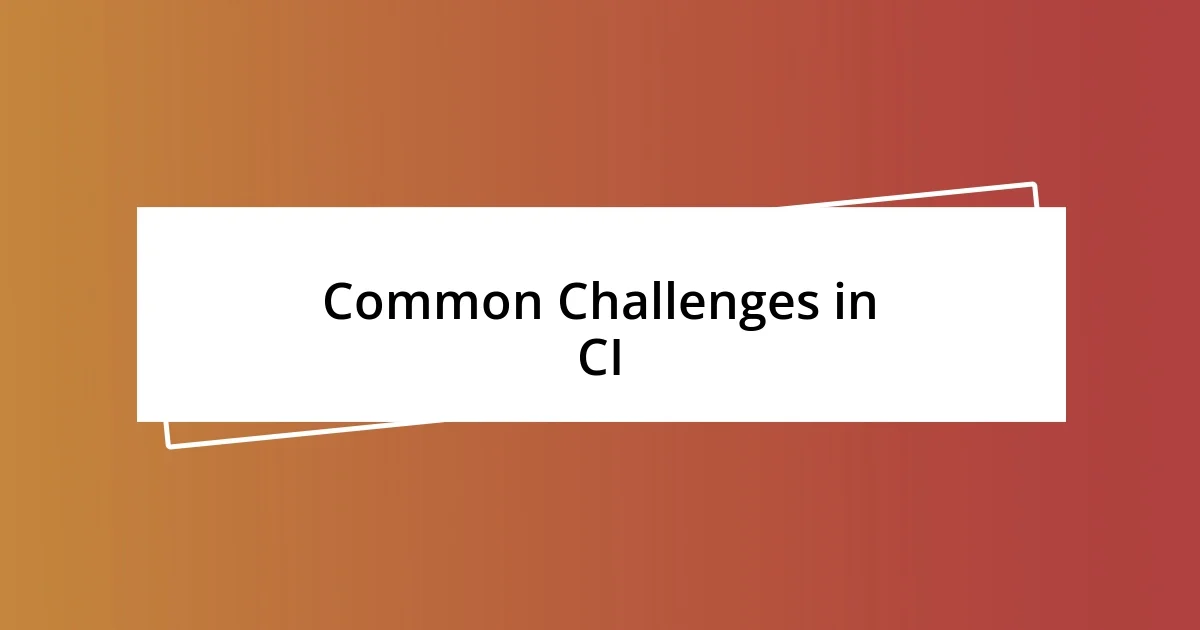 Common Challenges in CI